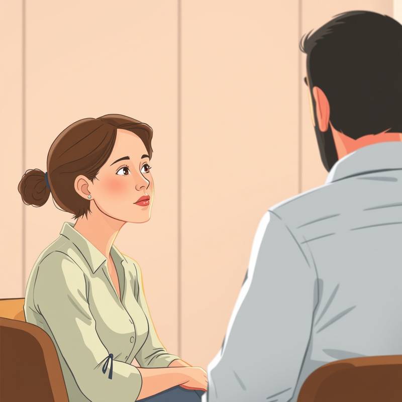 Illustratie van iemand die vragen beantwoordt tijdens een interview
