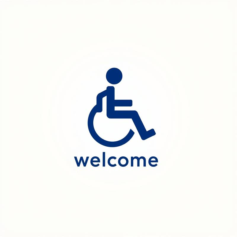 Symbool voor toegankelijkheid, een figuur die armen uitstrekt om inclusie te symboliseren.